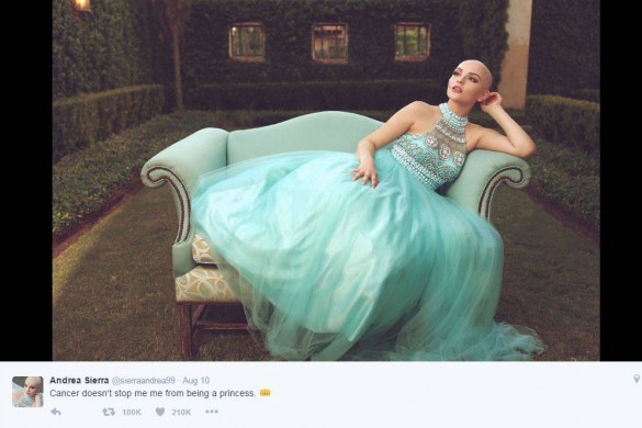 Le message plein d’espoir d’Andrea, atteinte d’un cancer : « Ca ne m’empêche pas d’être une princesse »