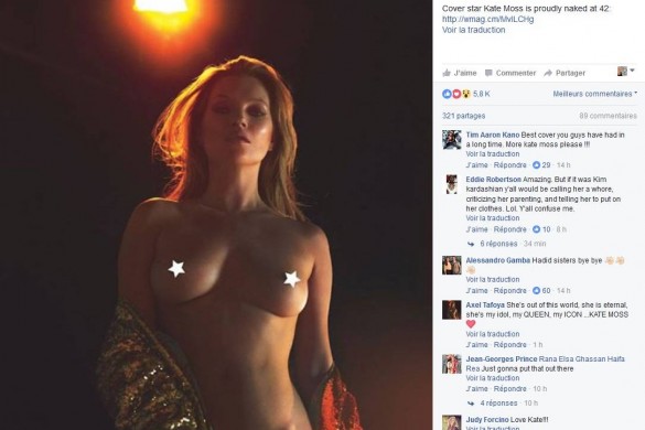 C’est chaud ! Kate Moss, 43 ans, entièrement nue pour « W Magazine » (Photo)