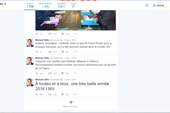 Manuel Valls a-t-il supprimé de Twitter toute sa période en tant que Premier Ministre ?